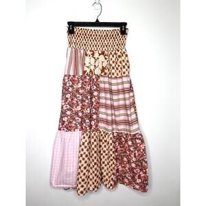 Universal Thread Sz S Skirt Floral Patchwork Pocket Midi Boho Prairie Cottage